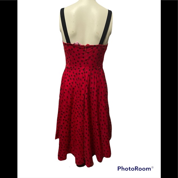 Rebel Love Red Dress with Floral Sheer Overlay - Picture 4 of 8